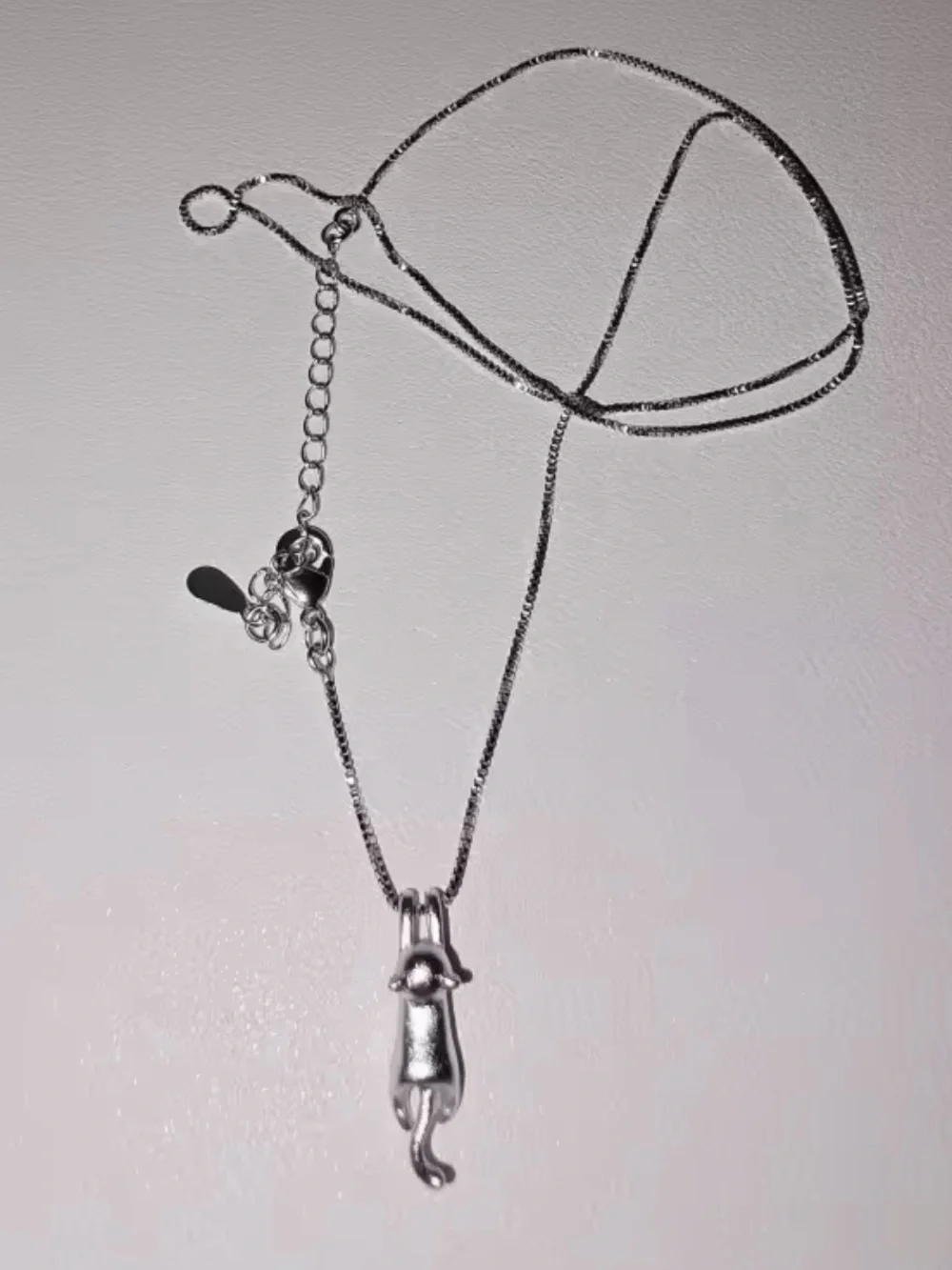 Stirling Silver Cat Pendant Necklace - Sleek Silver Cat Charm